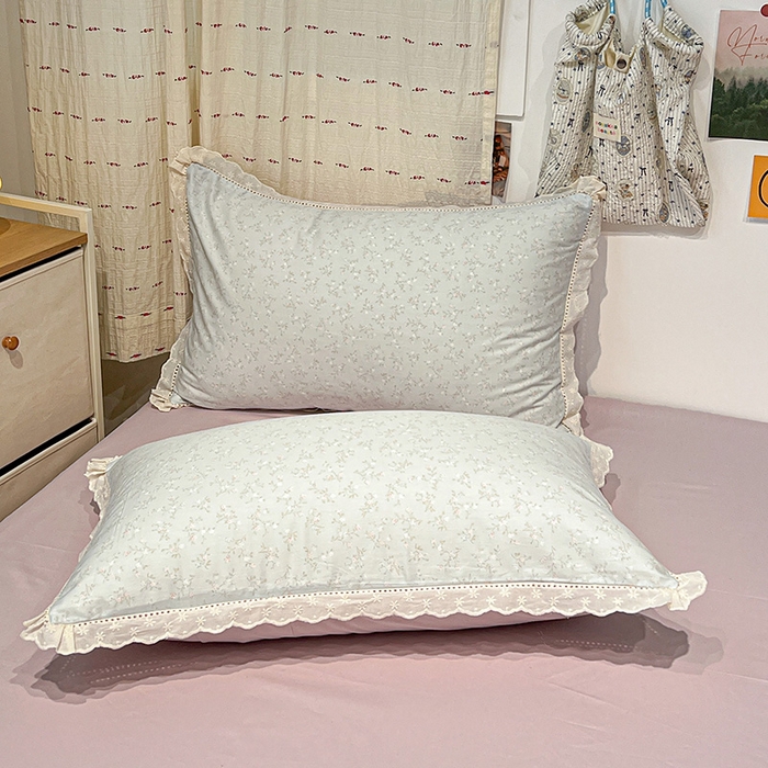 91家纺网 家纺一手货源 找家纺 橙子家居 2025新款小清新全棉纯棉花边款床单四件套 玲娜