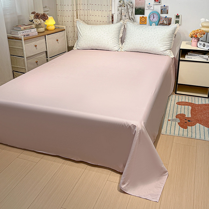 91家纺网 家纺一手货源 找家纺 橙子家居 2025新款小清新全棉纯棉花边款床单四件套 玲娜