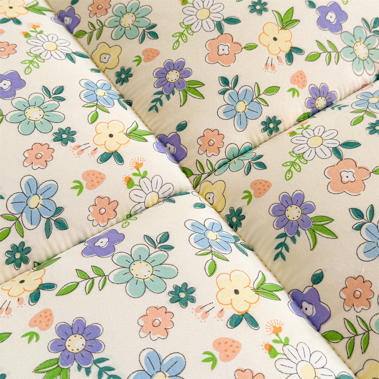 91家纺网 家纺一手货源 找家纺 梵蒂莎 2025新款新疆棉花四季款秋冬两用床垫子褥子学生宿舍印花学生款棉花床褥垫（场景2）（含买家秀） 田园花语-床垫