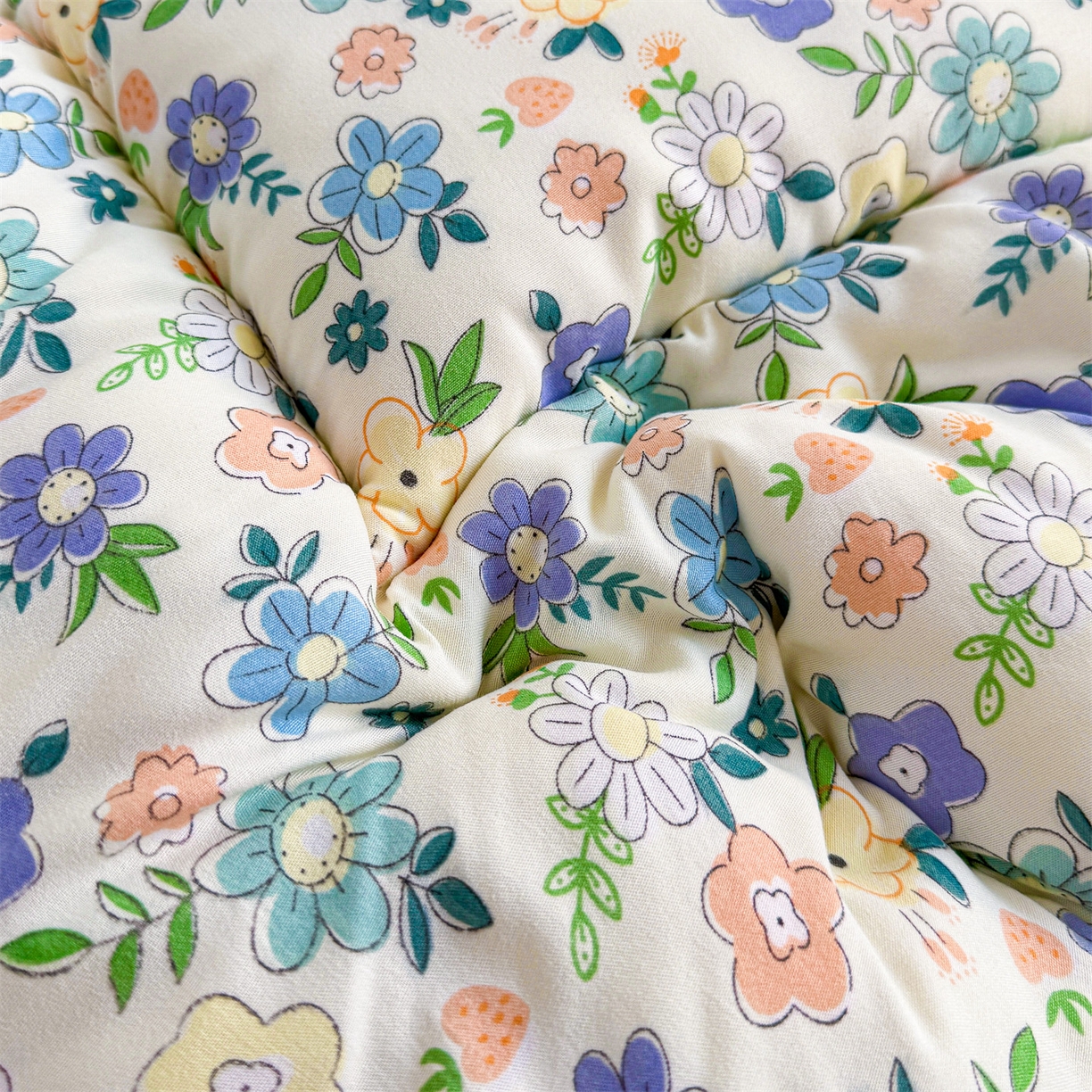 91家纺网 家纺一手货源 找家纺 梵蒂莎 2025新款新疆棉花四季款秋冬两用床垫子褥子学生宿舍印花学生款棉花床褥垫（场景2）（含买家秀） 田园花语-床垫