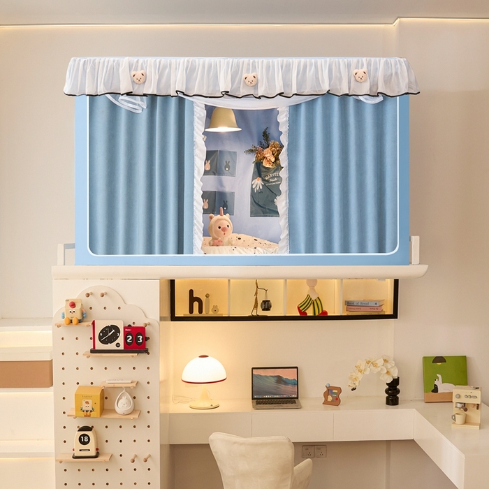 91家纺网 家纺一手货源 找家纺 卓尔居 2025新款学生遮光床帘高精密晨曦系列蚊帐 晨曦-天蓝