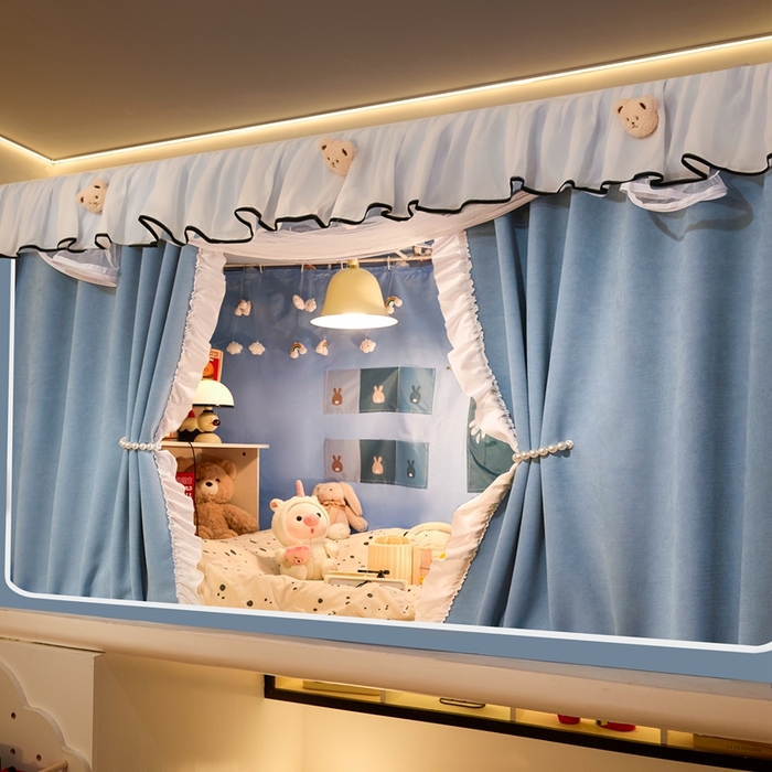 91家纺网 家纺一手货源 找家纺 卓尔居 2025新款学生遮光床帘高精密晨曦系列蚊帐 晨曦-天蓝