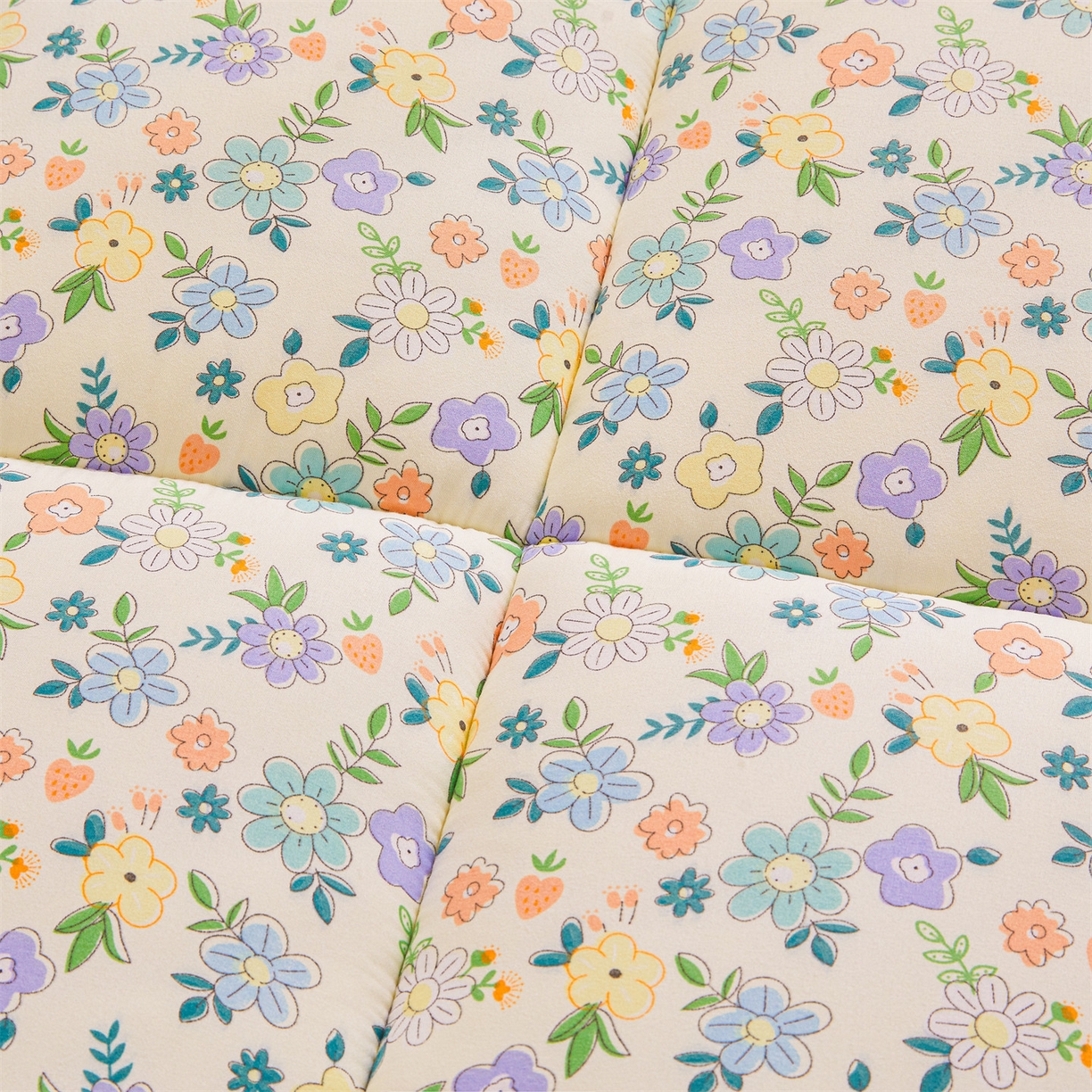 91家纺网 家纺一手货源 找家纺 梵蒂莎 2025新款新疆棉花四季款秋冬两用床垫子褥子宿舍印花学生款棉花床褥垫（场景1）（含买家秀） 花韵恬梦-床垫