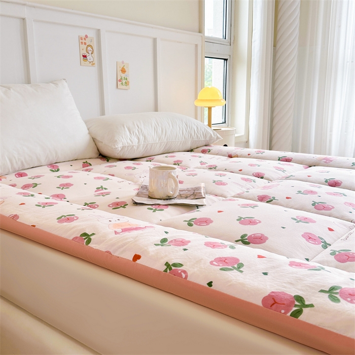 91家纺网 家纺一手货源 找家纺 梵蒂莎 2025新款新疆棉花四季款秋冬两用床垫子褥子学生宿舍印花学生款棉花床褥垫（场景2）（含买家秀） 碧叶粉黛-床垫