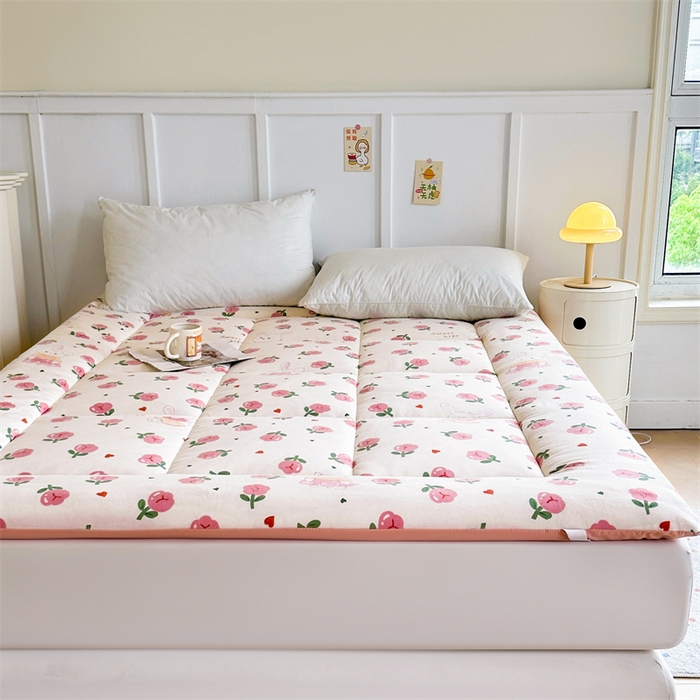 91家纺网 家纺一手货源 找家纺 梵蒂莎 2025新款新疆棉花四季款秋冬两用床垫子褥子学生宿舍印花学生款棉花床褥垫（场景2）（含买家秀） 碧叶粉黛-床垫
