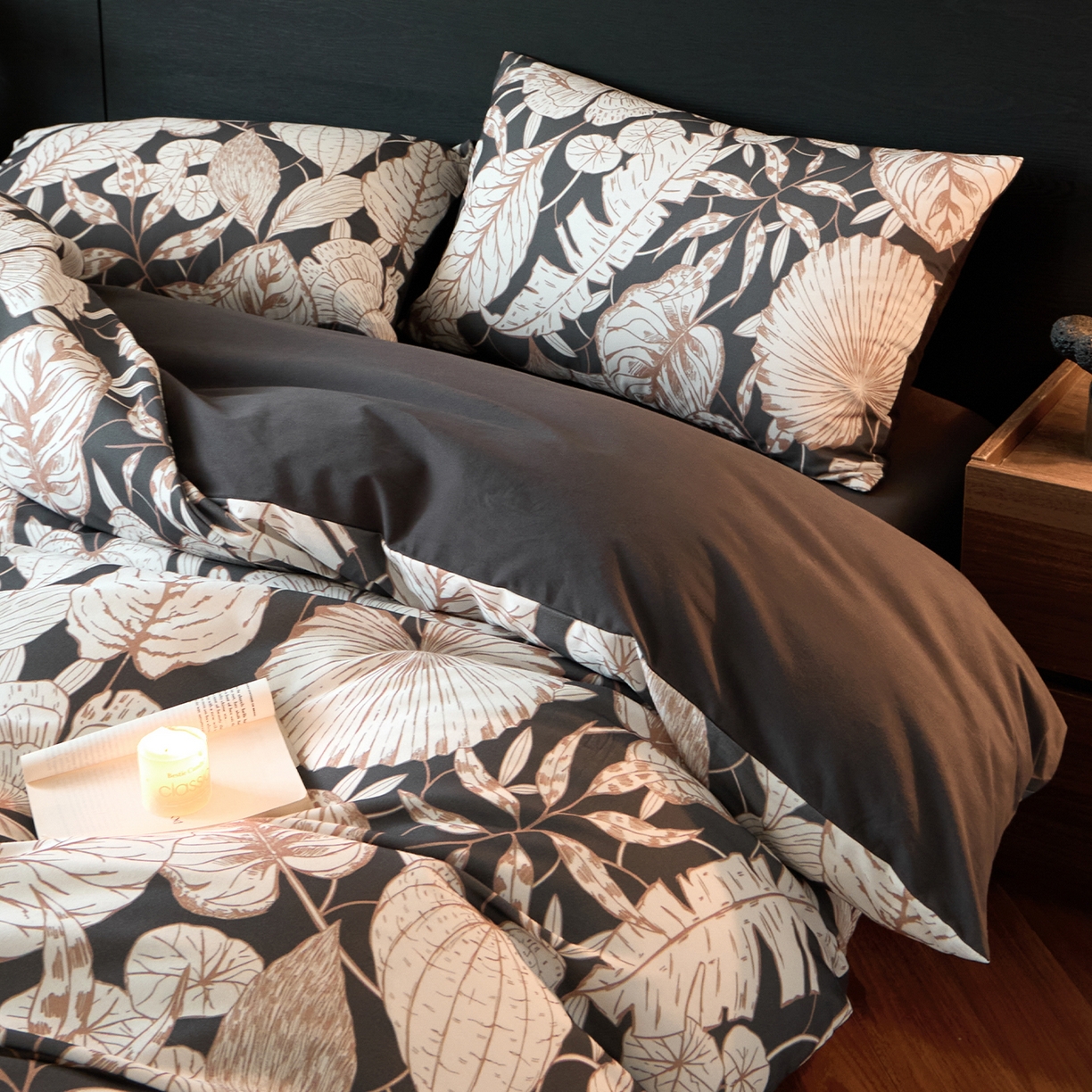 91家纺网 家纺一手货源 找家纺 蓝邻家纺 2025新款全棉纯棉加厚磨毛法式复古风四件套 蕉叶