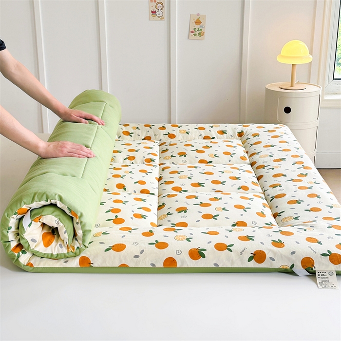 91家纺网 家纺一手货源 找家纺 梵蒂莎 2025新款新疆棉花四季款秋冬两用床垫子褥子学生宿舍印花学生款棉花床褥垫（场景2）（含买家秀） 橙意满满-床垫
