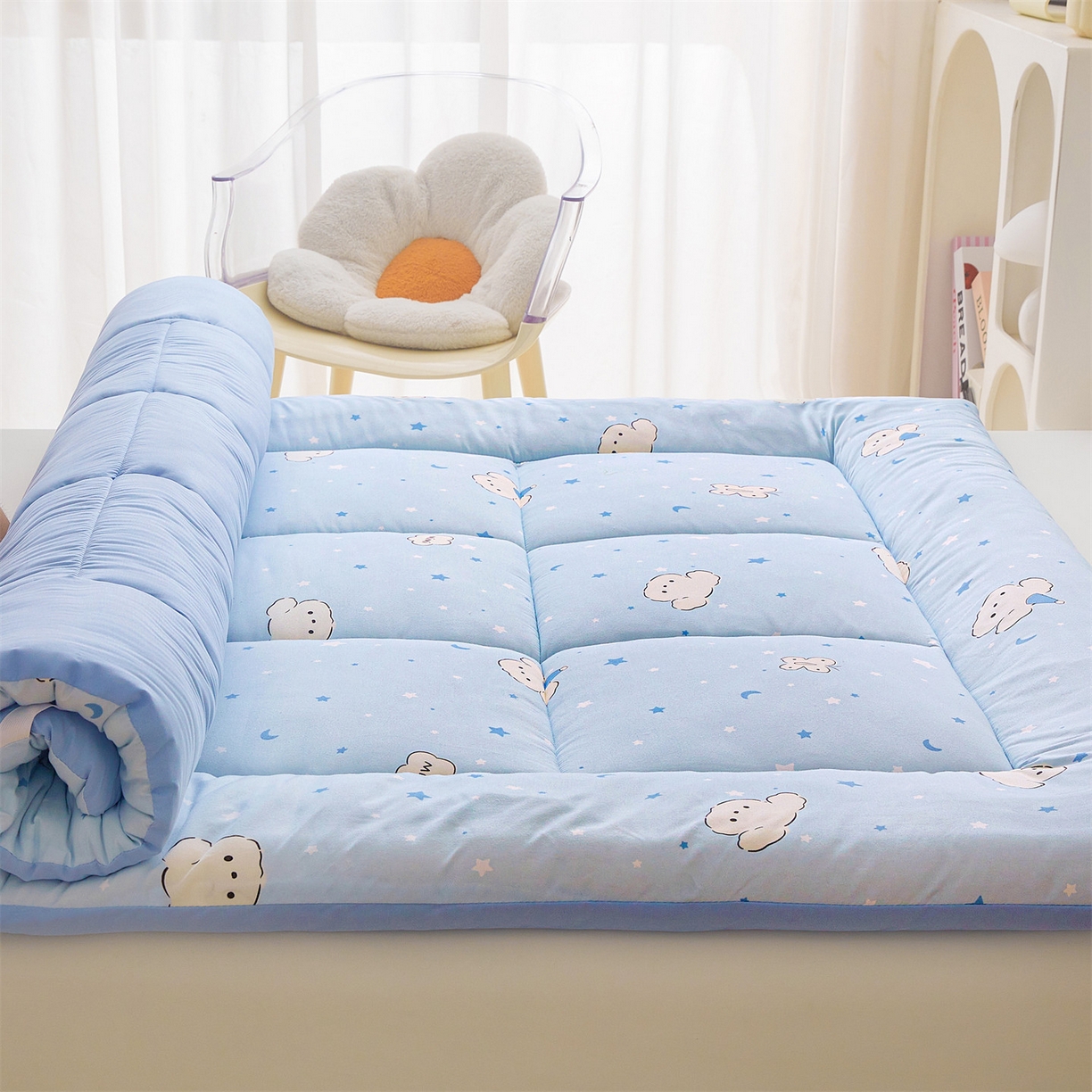 91家纺网 家纺一手货源 找家纺 梵蒂莎 2025秋冬新品云朵棉新疆棉花床垫垫背床褥垫单人床褥宿舍加厚褥子（2025新花型拍图中）晚安小狗-床垫系列