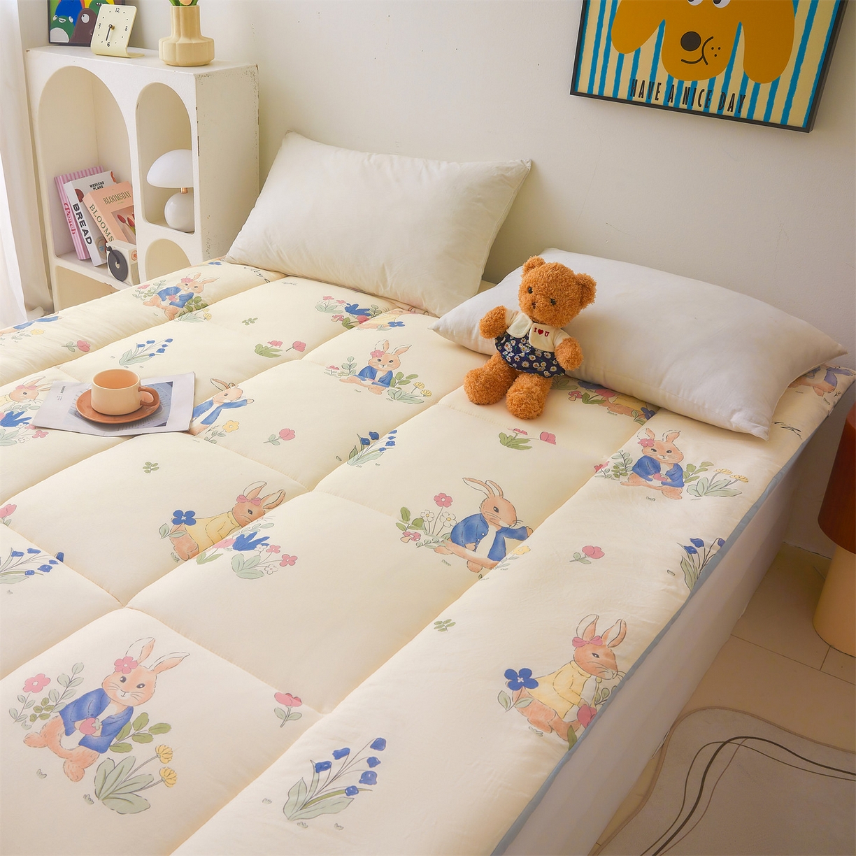 91家纺网 家纺一手货源 找家纺 梵蒂莎 2025秋冬新品云朵棉新疆棉花床垫垫背床褥垫单人床褥宿舍加厚褥子（2025新花型拍图中）爱丽丝-床垫系列