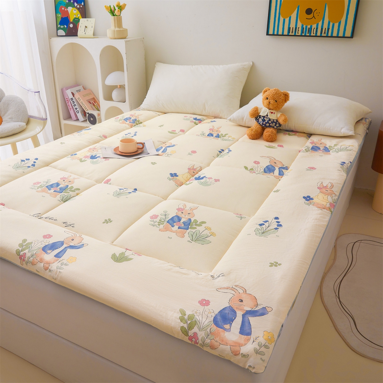 91家纺网 家纺一手货源 找家纺 梵蒂莎 2025秋冬新品云朵棉新疆棉花床垫垫背床褥垫单人床褥宿舍加厚褥子（2025新花型拍图中）爱丽丝-床垫系列