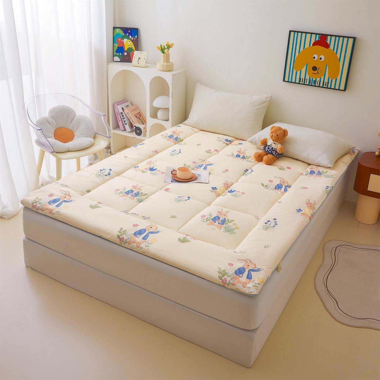 91家纺网 家纺一手货源 找家纺 梵蒂莎 2025秋冬新品云朵棉新疆棉花床垫垫背床褥垫单人床褥宿舍加厚褥子（2025新花型拍图中）爱丽丝-床垫系列