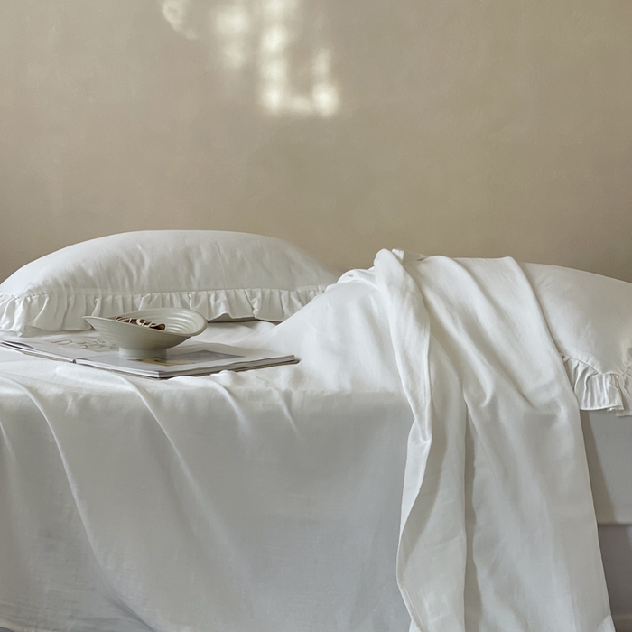 91家纺网 家纺一手货源 找家纺 三味舒屋 2025新款全棉纯棉双层纱单品系列-单床单 云舒白