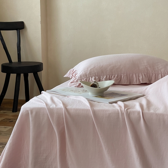 91家纺网 家纺一手货源 找家纺 三味舒屋 2025新款全棉纯棉双层纱单品系列-单床单 粉茶花