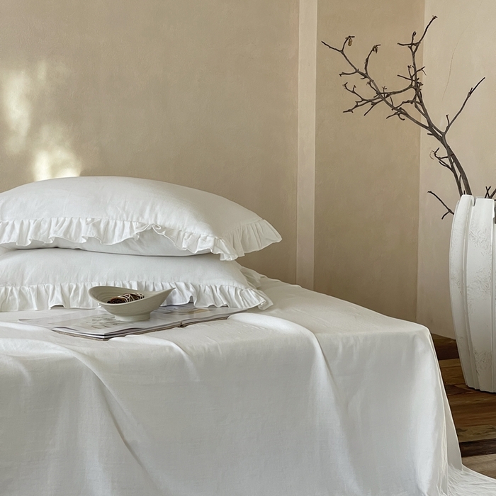 91家纺网 家纺一手货源 找家纺 三味舒屋 2025新款全棉纯棉双层纱单品系列-单床单 云舒白