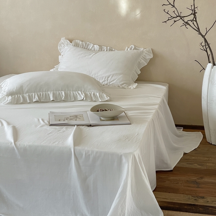 91家纺网 家纺一手货源 找家纺 三味舒屋 2025新款全棉纯棉双层纱单品系列-单床单 云舒白