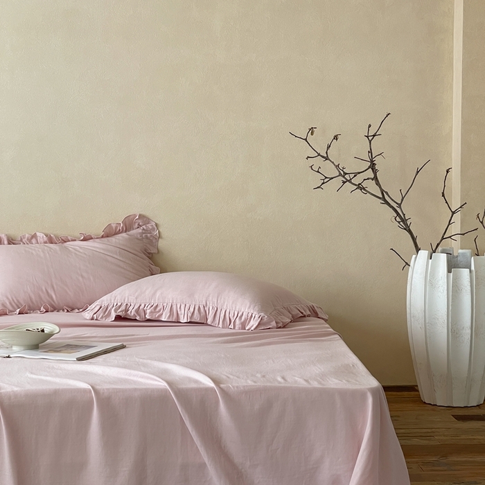 91家纺网 家纺一手货源 找家纺 三味舒屋 2025新款全棉纯棉双层纱单品系列-单床单 粉茶花