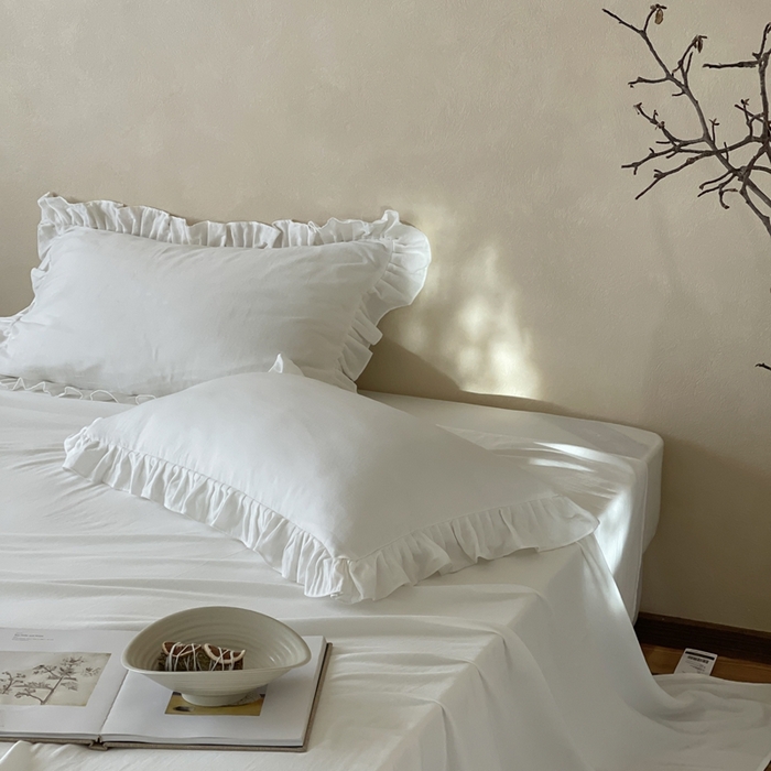 91家纺网 家纺一手货源 找家纺 三味舒屋 2025新款全棉纯棉双层纱单品系列-单床单 云舒白