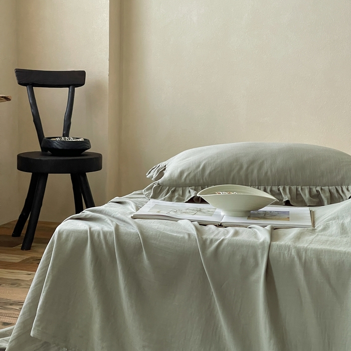 91家纺网 家纺一手货源 找家纺 三味舒屋 2025新款全棉纯棉双层纱单品系列-单床单 烟波绿