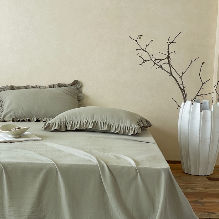 91家纺网 家纺一手货源 找家纺 三味舒屋 2025新款全棉纯棉双层纱单品系列-单床单 烟波绿