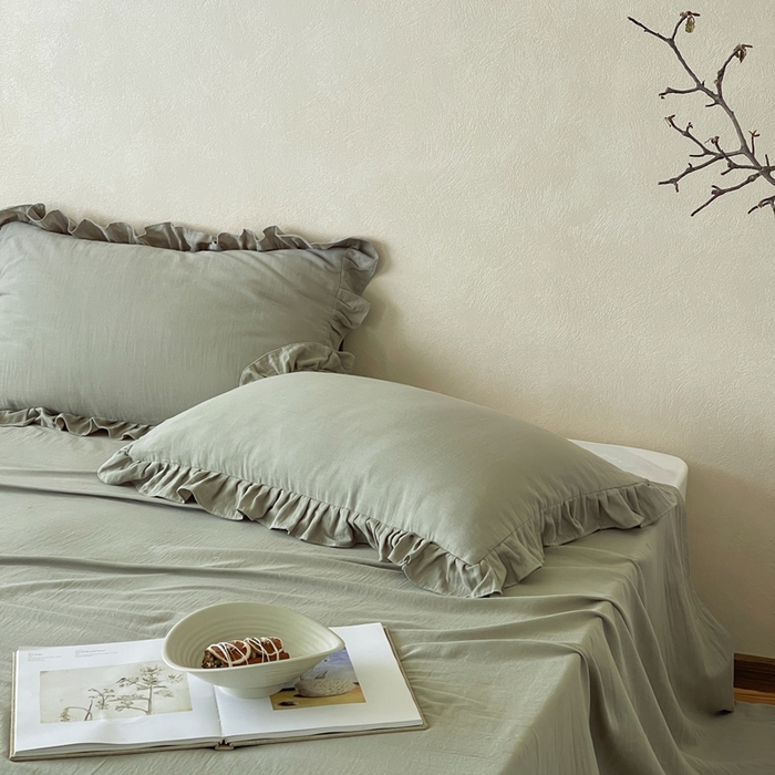 91家纺网 家纺一手货源 找家纺 三味舒屋 2025新款全棉纯棉双层纱单品系列-单床单 烟波绿