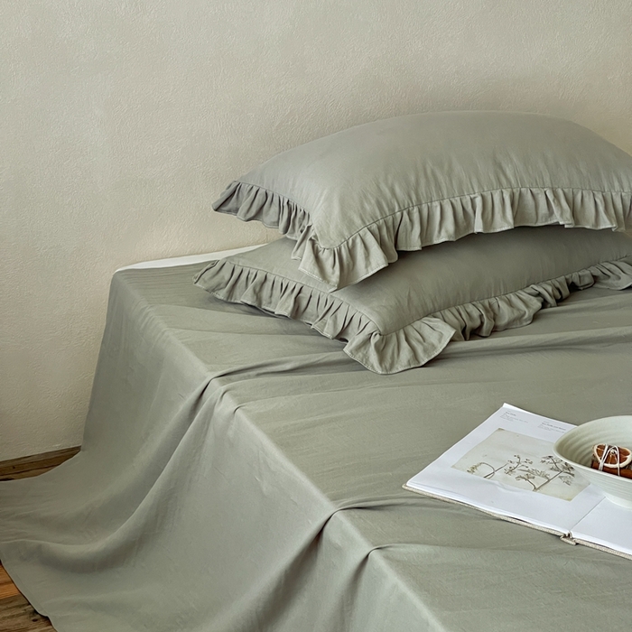 91家纺网 家纺一手货源 找家纺 三味舒屋 2025新款全棉纯棉双层纱单品系列-单床单 烟波绿