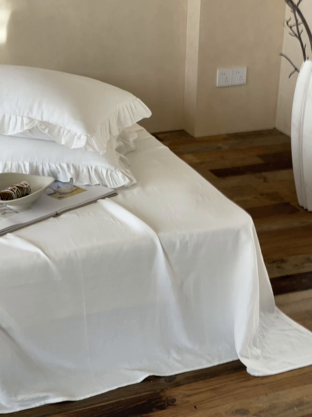 91家纺网 家纺一手货源 找家纺 三味舒屋 2025新款全棉纯棉双层纱单品系列-单床单 云舒白