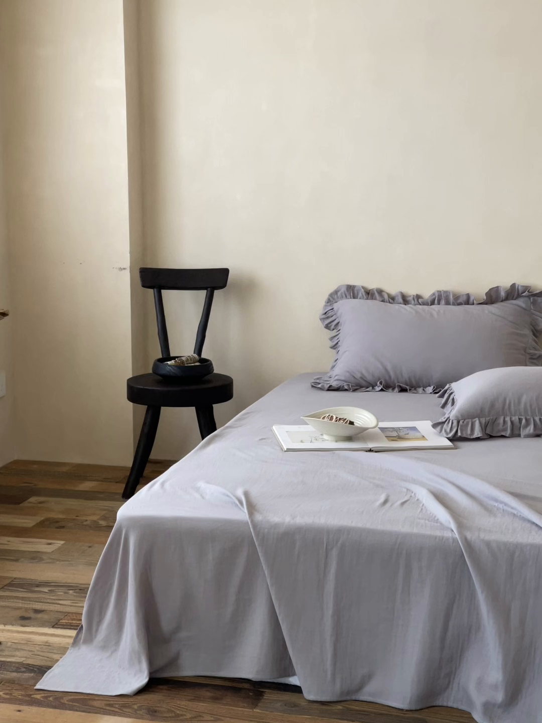 91家纺网 家纺一手货源 找家纺 三味舒屋 2025新款全棉纯棉双层纱单品系列-单床单 浅花灰