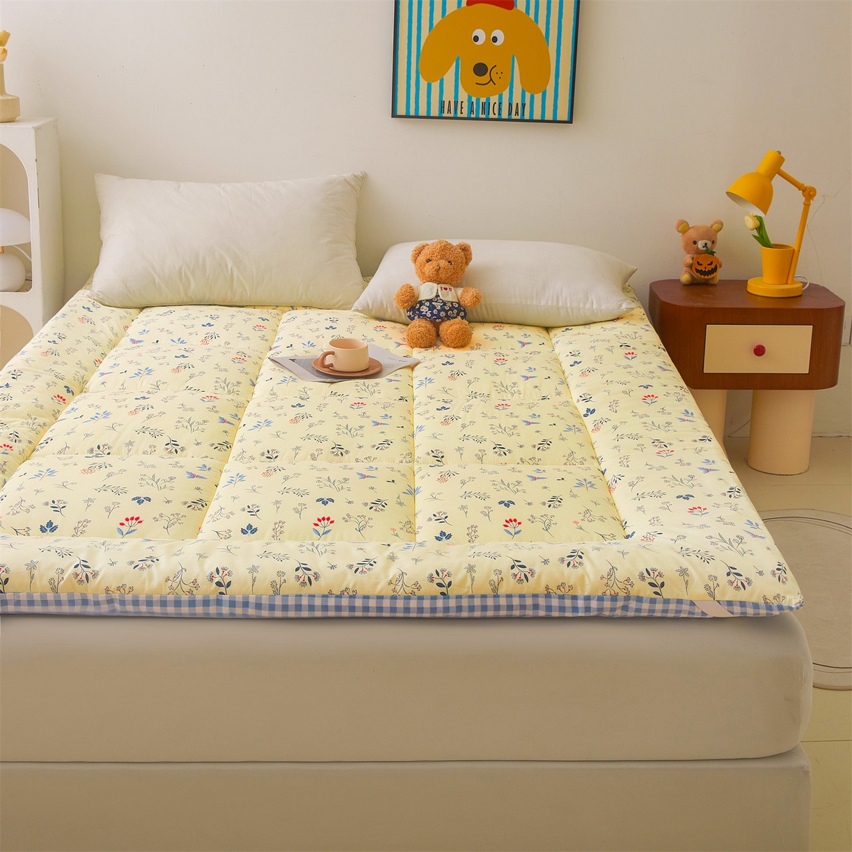 91家纺网 家纺一手货源 找家纺 梵蒂莎 2025秋冬新品云朵棉新疆棉花床垫垫背床褥垫单人床褥宿舍加厚褥子（2025新花型拍图中）春日来信-床垫系列