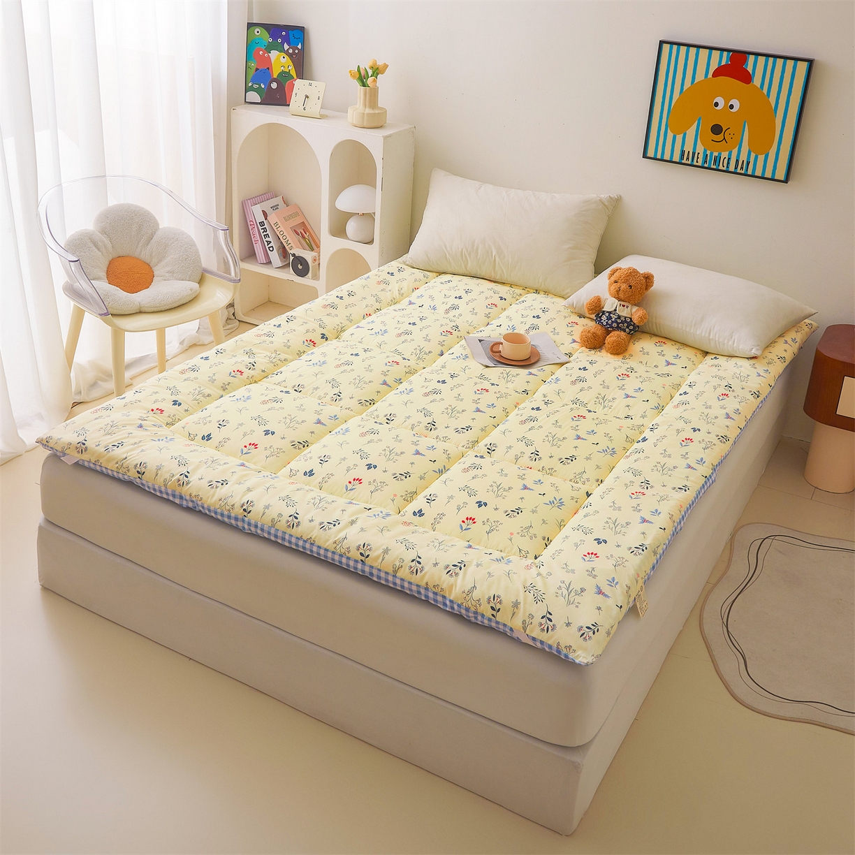 91家纺网 家纺一手货源 找家纺 梵蒂莎 2025秋冬新品云朵棉新疆棉花床垫垫背床褥垫单人床褥宿舍加厚褥子（2025新花型拍图中）春日来信-床垫系列