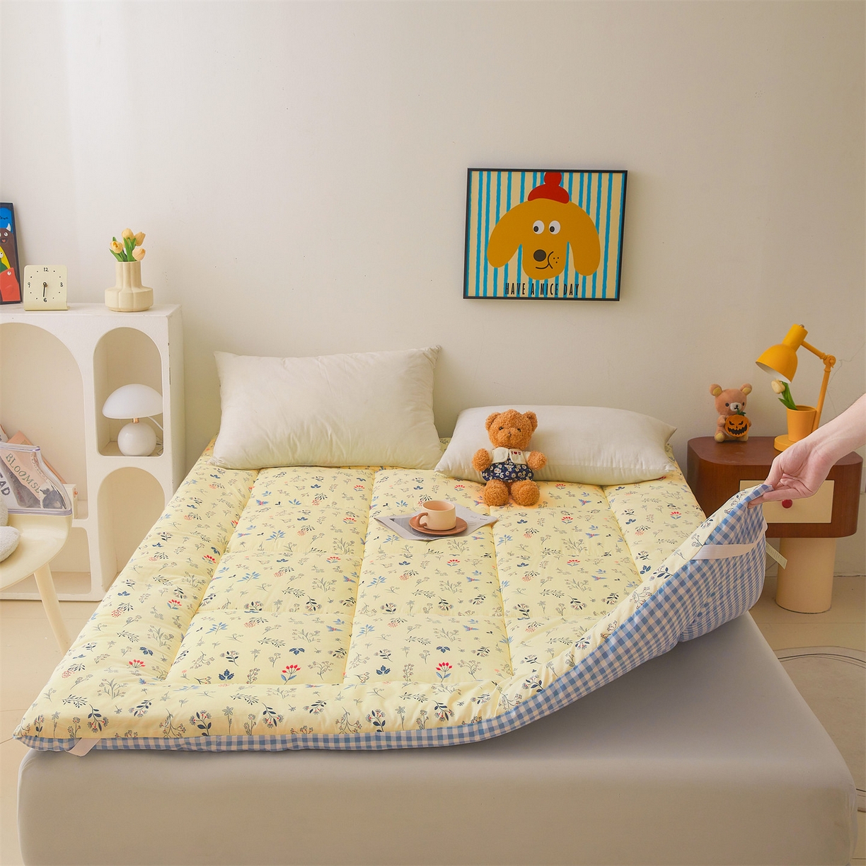 91家纺网 家纺一手货源 找家纺 梵蒂莎 2025秋冬新品云朵棉新疆棉花床垫垫背床褥垫单人床褥宿舍加厚褥子（2025新花型拍图中）春日来信-床垫系列