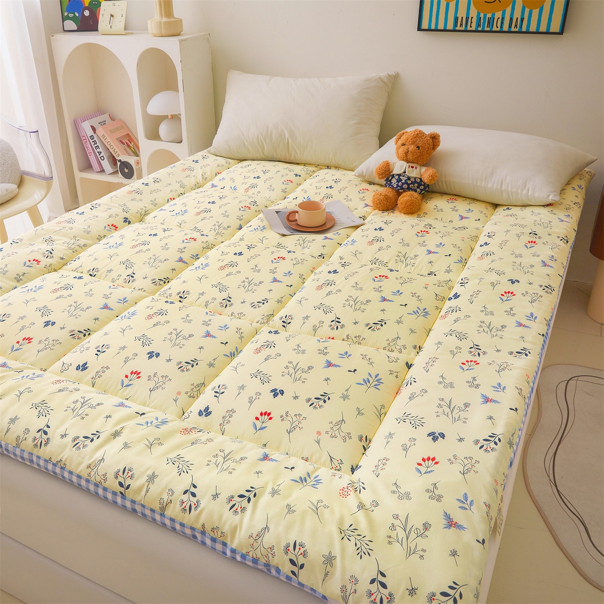 91家纺网 家纺一手货源 找家纺 梵蒂莎 2025秋冬新品云朵棉新疆棉花床垫垫背床褥垫单人床褥宿舍加厚褥子（2025新花型拍图中）春日来信-床垫系列