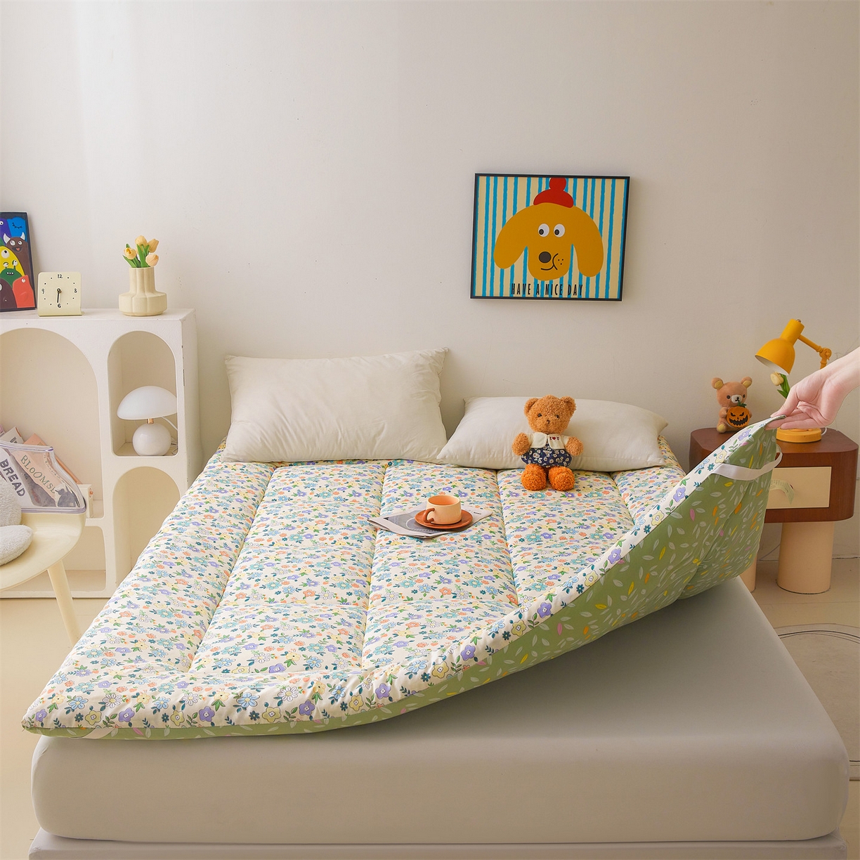 91家纺网 家纺一手货源 找家纺 梵蒂莎 2025秋冬新品云朵棉新疆棉花床垫垫背床褥垫单人床褥宿舍加厚褥子（2025新花型拍图中）花韵恬梦-床垫系列