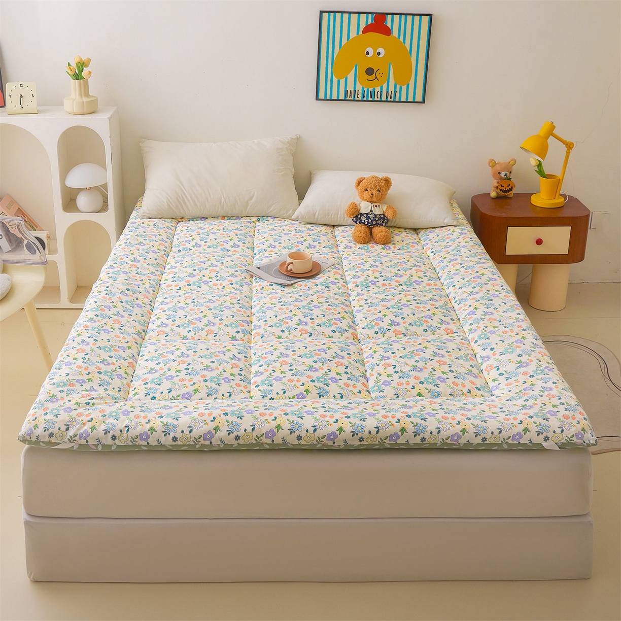 91家纺网 家纺一手货源 找家纺 梵蒂莎 2025秋冬新品云朵棉新疆棉花床垫垫背床褥垫单人床褥宿舍加厚褥子（2025新花型拍图中）花韵恬梦-床垫系列