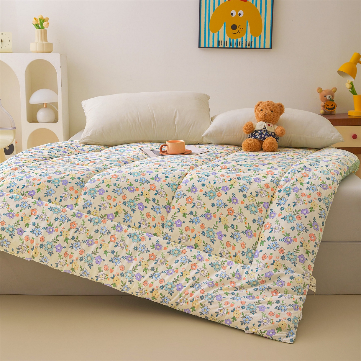 91家纺网 家纺一手货源 找家纺 梵蒂莎 2025秋冬新品云朵棉新疆棉花床垫垫背床褥垫单人床褥宿舍加厚褥子（2025新花型拍图中）花韵恬梦-床垫系列