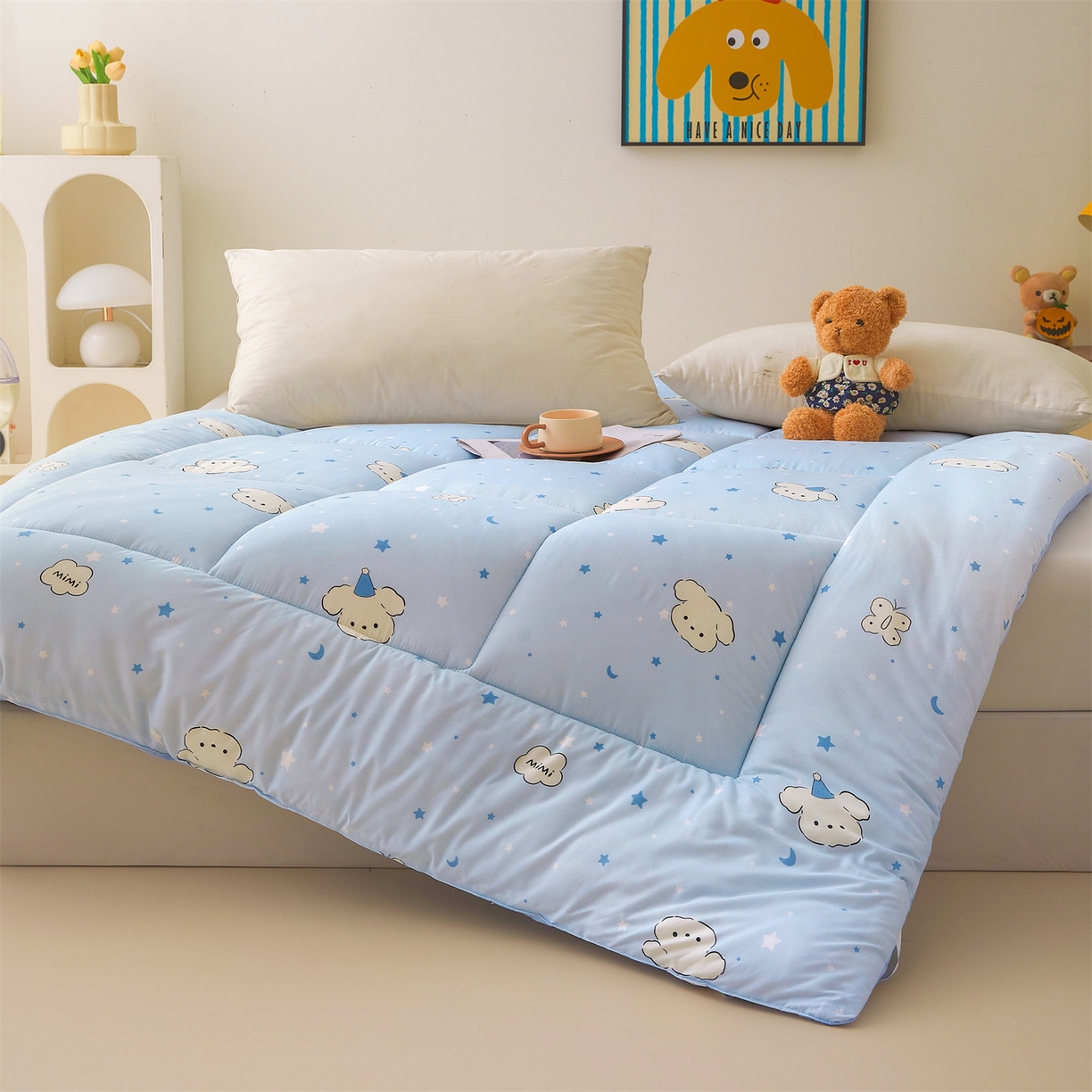 91家纺网 家纺一手货源 找家纺 梵蒂莎 2025秋冬新品云朵棉新疆棉花床垫垫背床褥垫单人床褥宿舍加厚褥子（2025新花型拍图中）晚安小狗-床垫系列