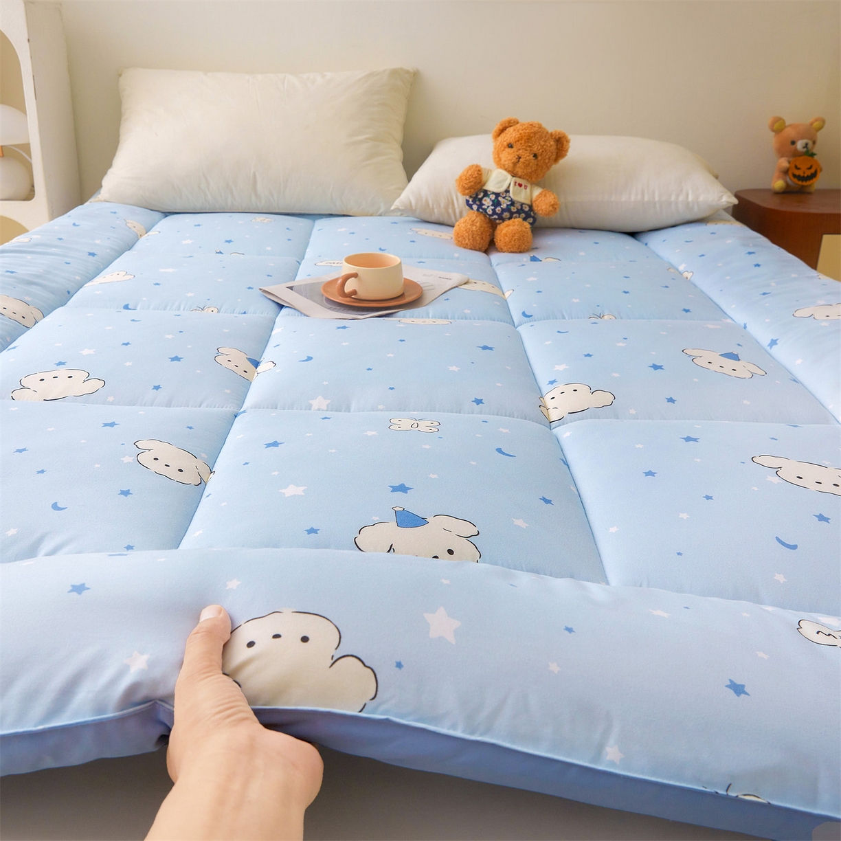 91家纺网 家纺一手货源 找家纺 梵蒂莎 2025秋冬新品云朵棉新疆棉花床垫垫背床褥垫单人床褥宿舍加厚褥子（2025新花型拍图中）晚安小狗-床垫系列