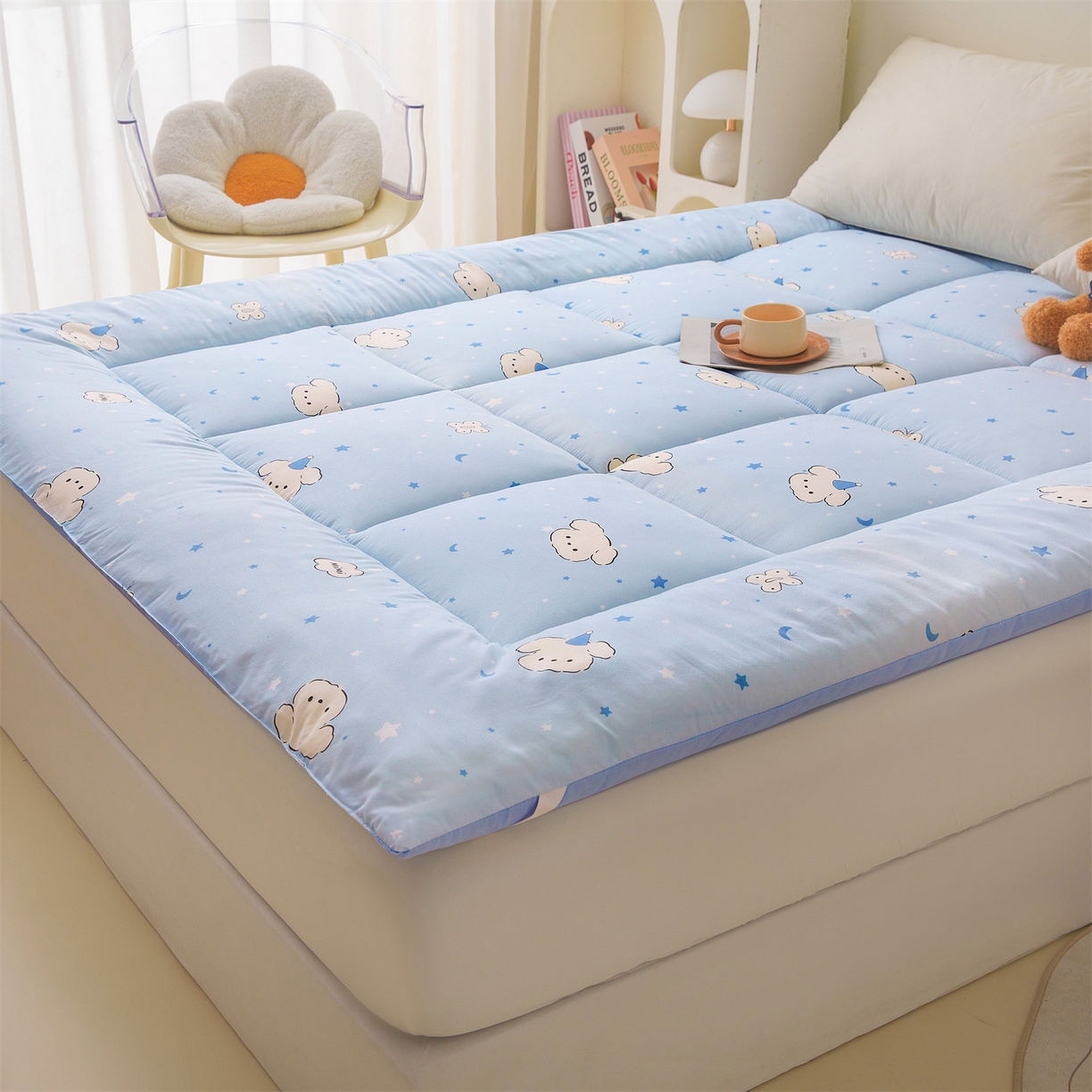 91家纺网 家纺一手货源 找家纺 梵蒂莎 2025秋冬新品云朵棉新疆棉花床垫垫背床褥垫单人床褥宿舍加厚褥子（2025新花型拍图中）晚安小狗-床垫系列