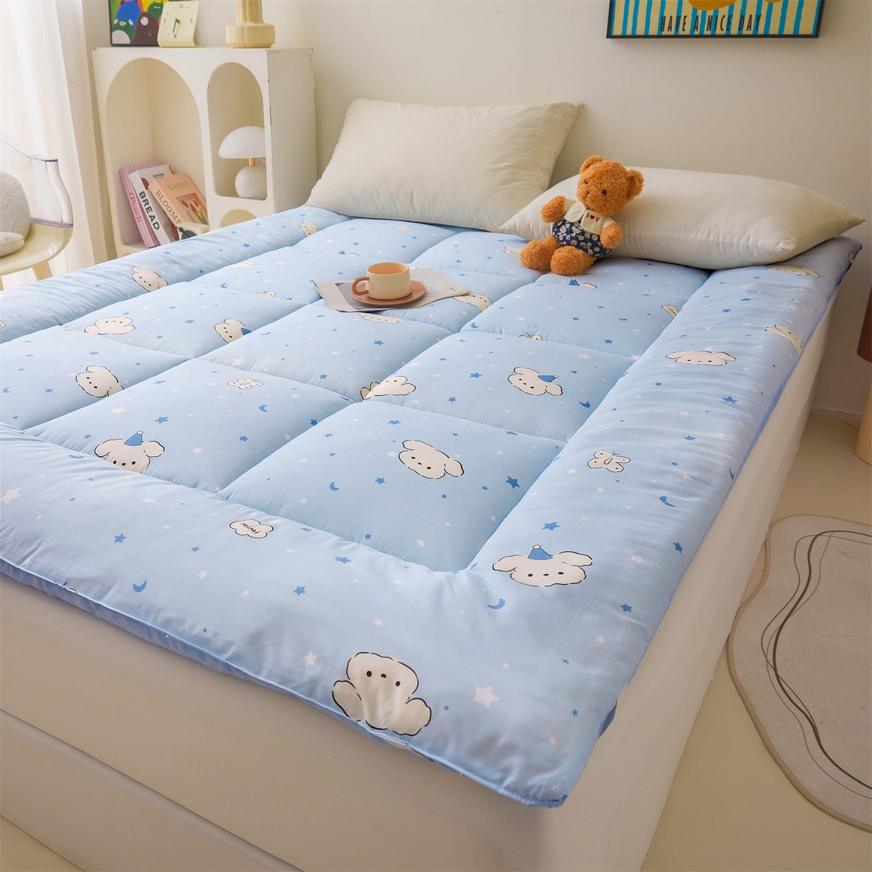 91家纺网 家纺一手货源 找家纺 梵蒂莎 2025秋冬新品云朵棉新疆棉花床垫垫背床褥垫单人床褥宿舍加厚褥子（2025新花型拍图中）晚安小狗-床垫系列