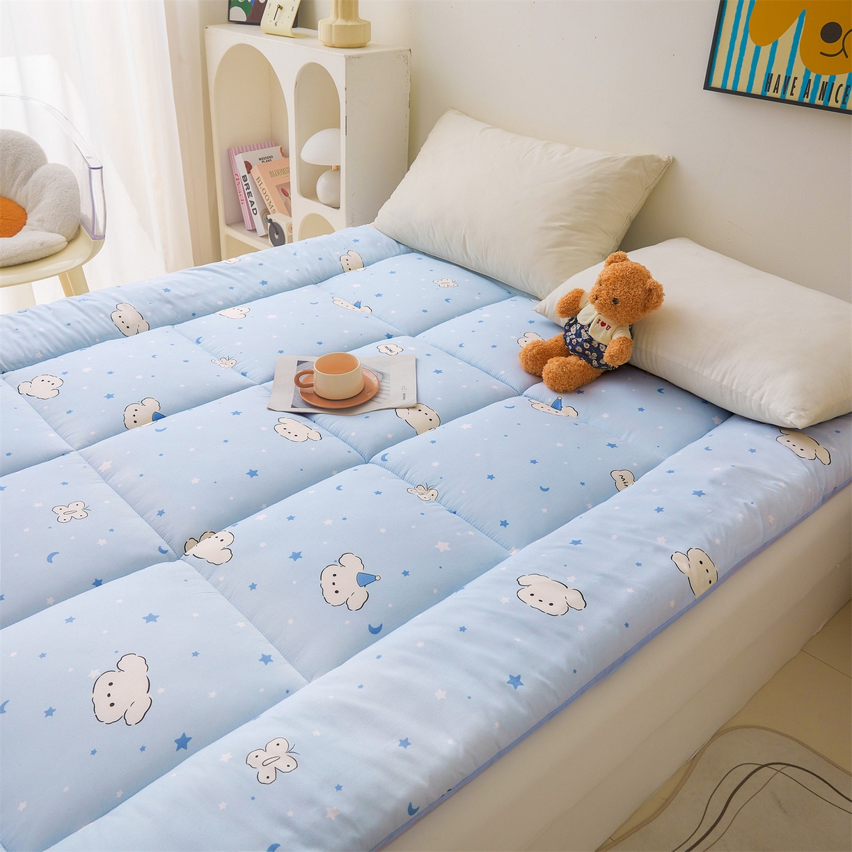 91家纺网 家纺一手货源 找家纺 梵蒂莎 2025秋冬新品云朵棉新疆棉花床垫垫背床褥垫单人床褥宿舍加厚褥子（2025新花型拍图中）晚安小狗-床垫系列