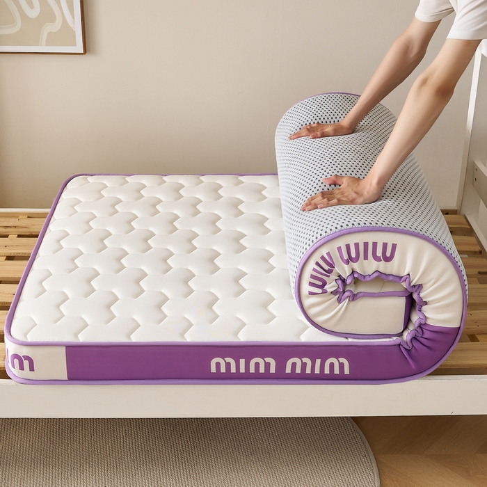 91家纺网 家纺一手货源 找家纺 奇丝雅 2025新款宝石双拼高密记忆棉立体乳胶床垫 宝石紫（9公分）