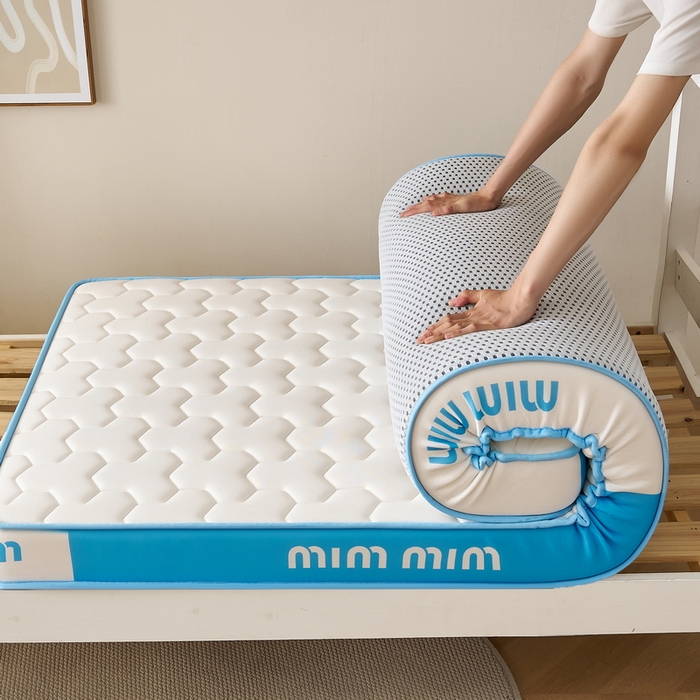 91家纺网 家纺一手货源 找家纺 奇丝雅 2025新款宝石双拼高密记忆棉立体乳胶床垫 宝石蓝（6公分）