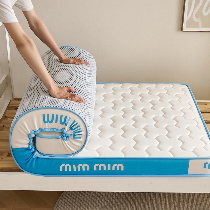 91家纺网 家纺一手货源 找家纺 奇丝雅 2025新款宝石双拼高密记忆棉立体乳胶床垫 宝石蓝（6公分）