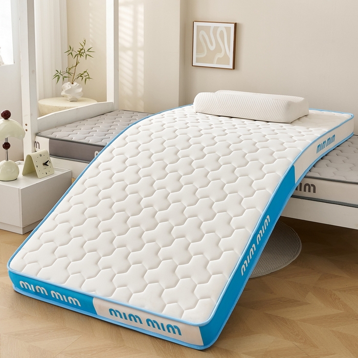 91家纺网 家纺一手货源 找家纺 奇丝雅 2025新款宝石双拼高密记忆棉立体乳胶床垫 宝石蓝（9公分）