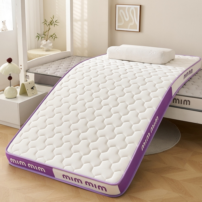 91家纺网 家纺一手货源 找家纺 奇丝雅 2025新款宝石双拼高密记忆棉立体乳胶床垫 宝石紫（6公分）