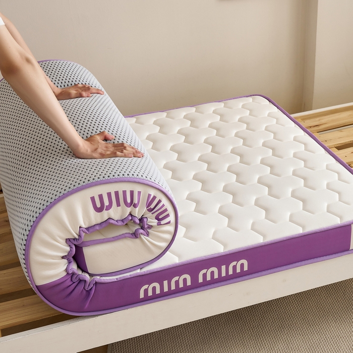 91家纺网 家纺一手货源 找家纺 奇丝雅 2025新款宝石双拼高密记忆棉立体乳胶床垫 宝石紫（6公分）