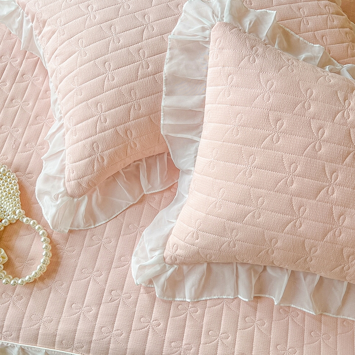 91家纺网 家纺一手货源 找家纺 麒豆豆 2025新款优舒棉花边床笠-蜜糖熊 粉