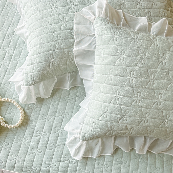 91家纺网 家纺一手货源 找家纺 麒豆豆 2025新款优舒棉花边床笠-蜜糖熊 绿