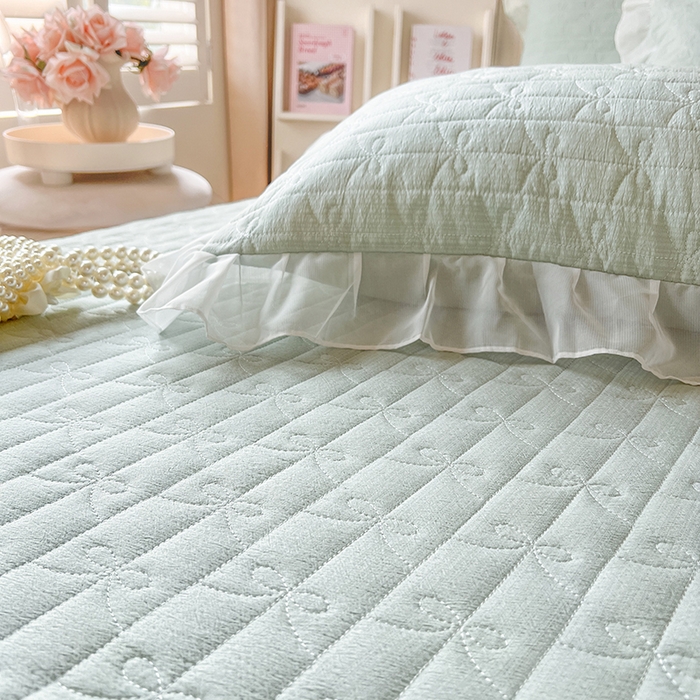 91家纺网 家纺一手货源 找家纺 麒豆豆 2025新款优舒棉花边床笠-蜜糖熊 绿