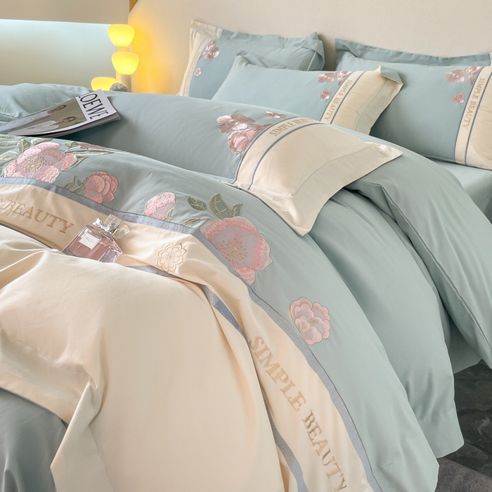 91家纺网 家纺一手货源 找家纺 （总）桃园 2025新款A类长绒棉纯棉不掉毛磨毛高端礼盒四件套-半亩花田