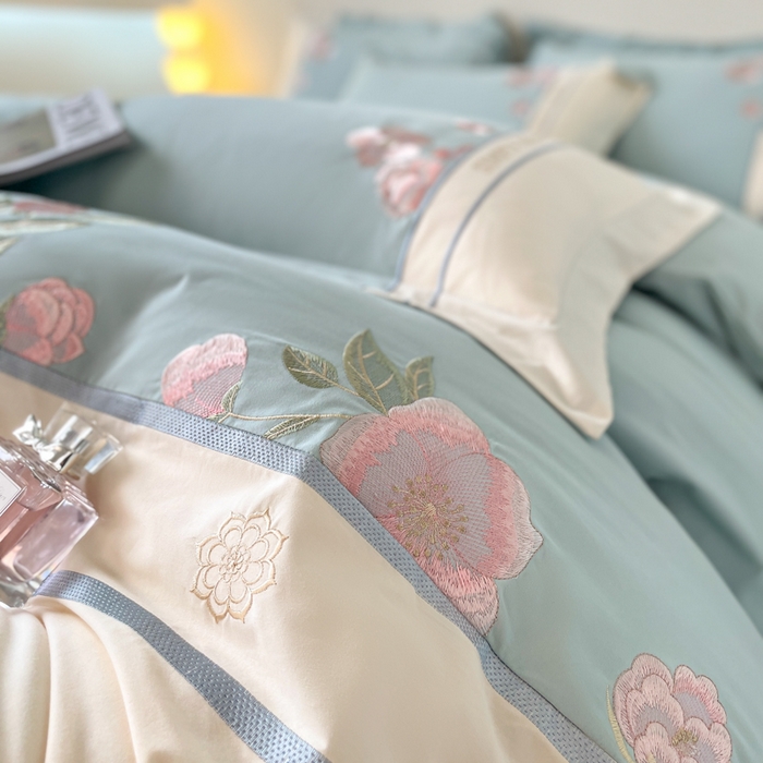 91家纺网 家纺一手货源 找家纺 （总）桃园 2025新款A类长绒棉纯棉不掉毛磨毛高端礼盒四件套-半亩花田